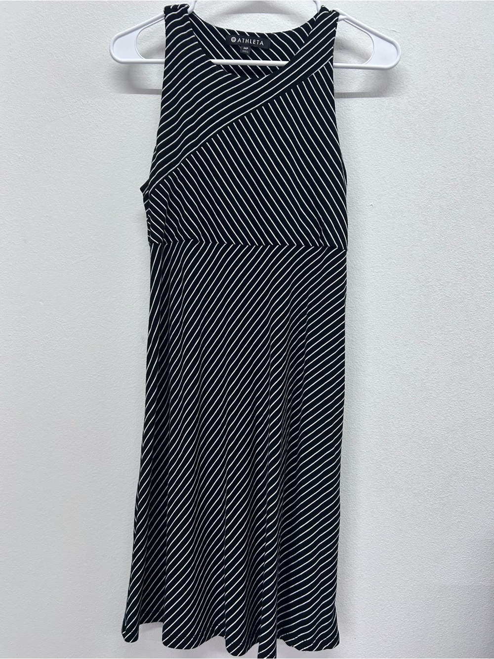 Athleta Santorini Black & White Striped Tank Dress Size MP